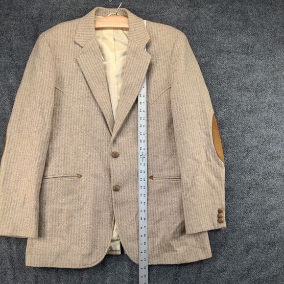 Vintage Kenny Rogers Circle S Blazer Jacket Mens 42L Long Sleeve Brown Wool - Picture 12 of 14